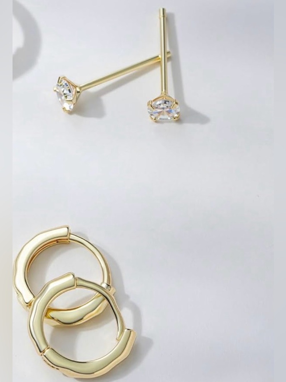 #214 Gold Plated Crystal Stud Earrings and Hoop Set